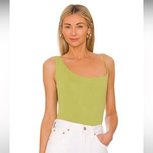 Andrea Asymmetrical Tank Bodysuit in Lime XL